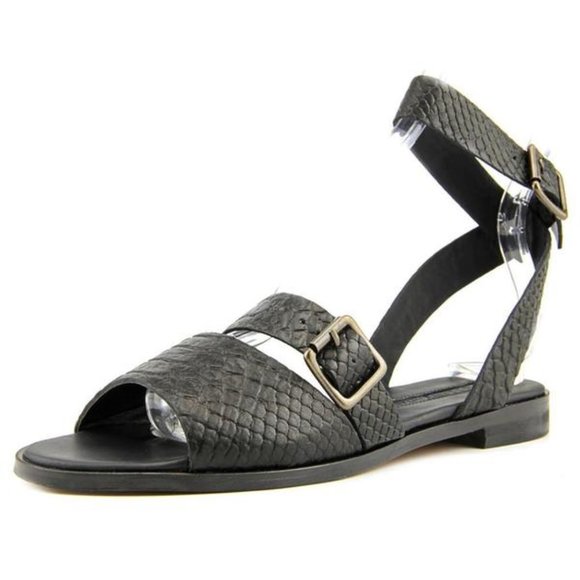 🍍MODERN VINTAGE Black Croc Embossed Slide Sandals - Picture 7 of 8